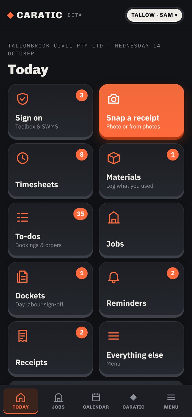 Today in dark mode